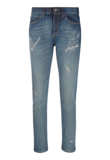 Gucci Cropped-Jeans im Distressed-Look - Blau