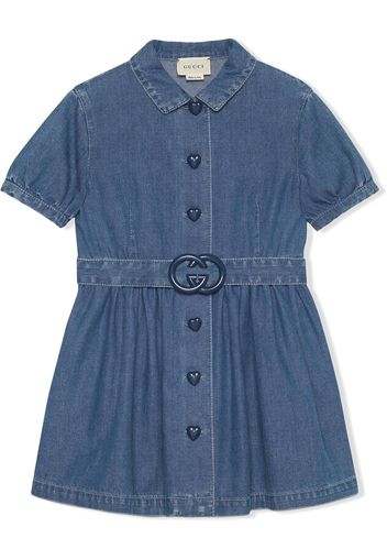 Gucci Kids Kurzes Jeanskleid mit GG - Blau