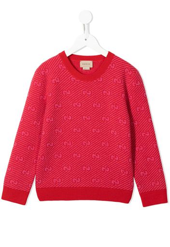 Gucci Kids Jacquard-Pullover mit GG - Rot