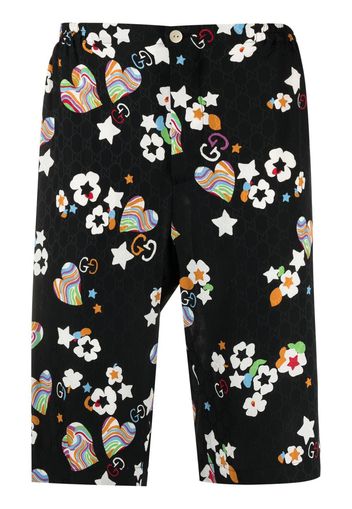 Gucci Knielange Shorts mit Monogramm-Print - Schwarz