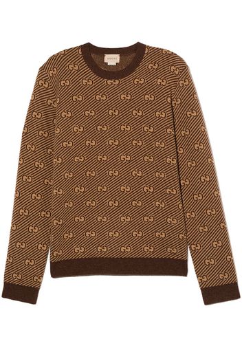 Gucci Kids crewneck jacquard GG jumper - Braun