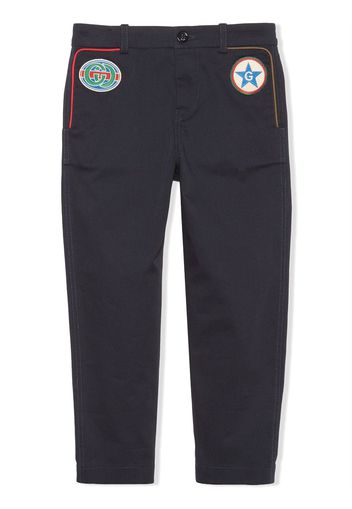 Gucci Kids stretch-gabardine star patch trousers - Blau