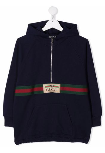 Gucci Kids House Web Hoodie mit Reißverschluss - Blau