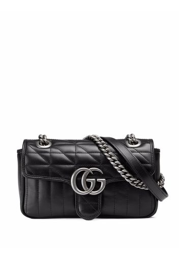 Gucci Mini Marmont Schultertasche mit GG-Logo - Schwarz