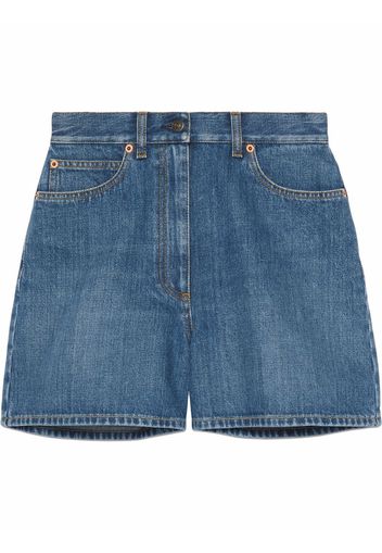 Gucci Jeans-Shorts mit Logo-Patch - Blau