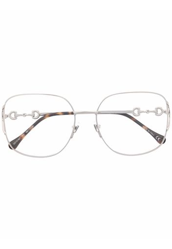 Gucci Eyewear Oversized-Brille in Schildpattoptik - Silber