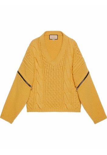 Gucci V-neck cable-knit wool jumper - Gelb