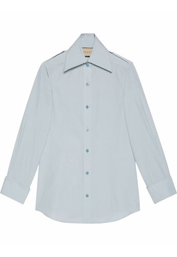 Gucci Langarmshirt mit spitzem Kragen - Blau