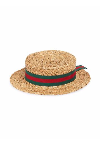 Gucci Kids Strohhut mit Logo-Band - Braun