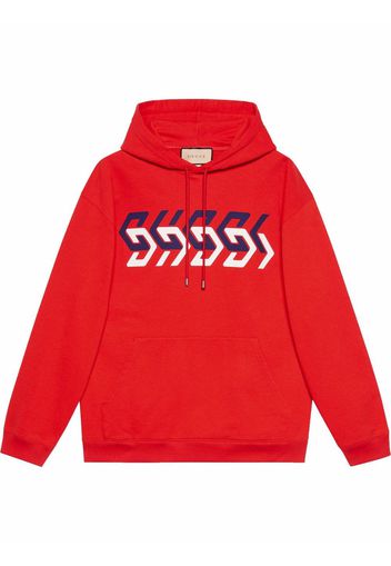 Gucci mirror-print relaxed jersey hoodie - Rot