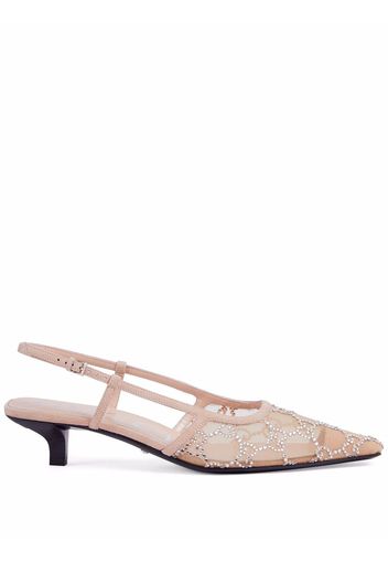 Gucci 35mm GG-logo crystal-embellished pumps - Nude