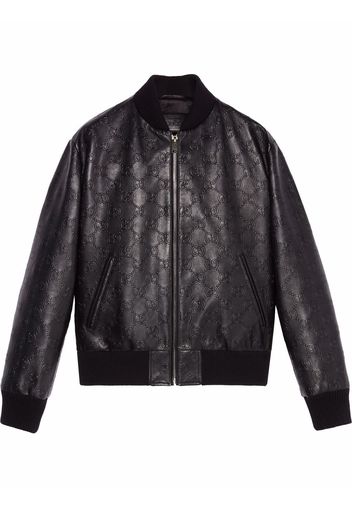 Gucci GG-debossed leather jacket - Schwarz