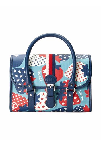 Gucci Kids Handtasche mit Erdbeeren-Print - Blau