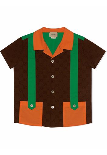 Gucci Kids strap-detail jacquard shirt - Braun