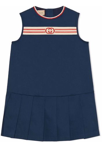 Gucci Kids Interlocking G box-pleat dress - Blau