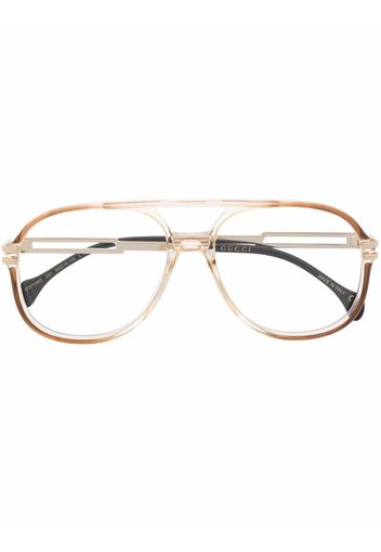 Gucci Eyewear double-bridge aviator glasses - Nude