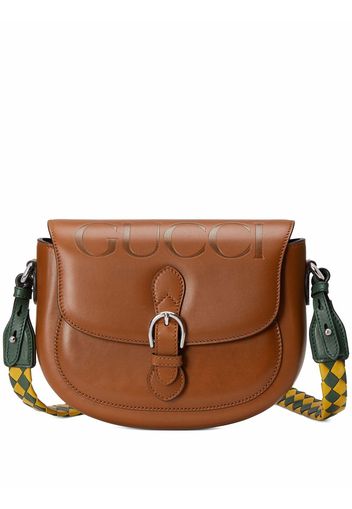 Gucci logo-print leather shoulder bag - Braun