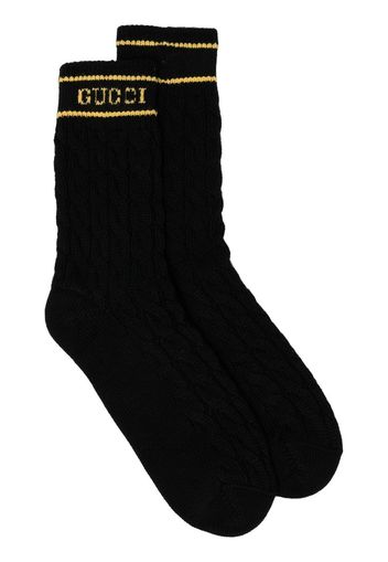 Gucci logo-print cable-knit socks - Schwarz