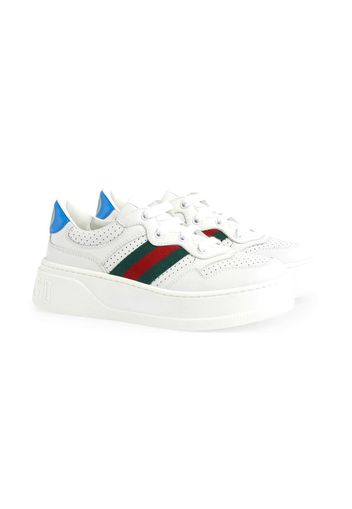 Gucci Kids 〔チルドレンズ〕ウェブ付き レザー スニーカー - Weiß