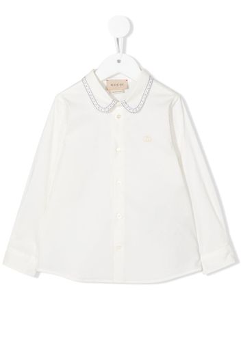 Gucci Kids embroidered-collar long-sleeve shirt - Weiß