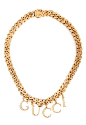 Gucci logo-charm chain necklace - Gold