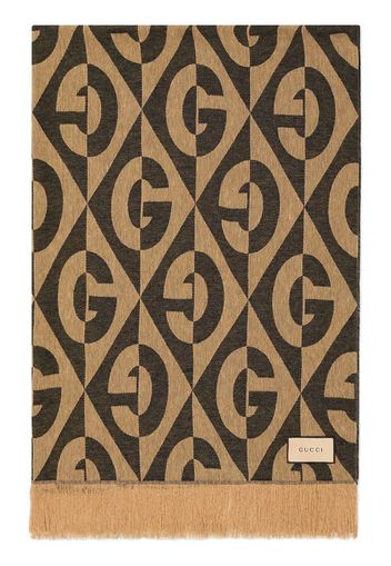 Gucci Leinendecke mit GG Diamond-Print - Braun