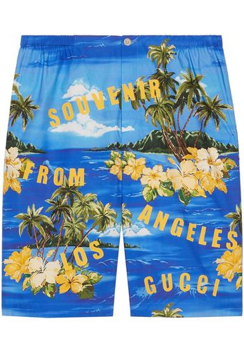 Gucci graphic-print high-waisted shorts - Blau