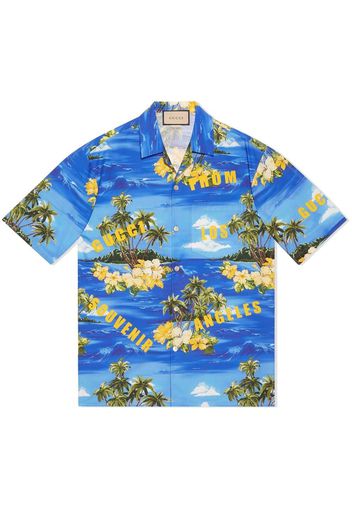 Gucci tropical-print cotton shirt - Blau