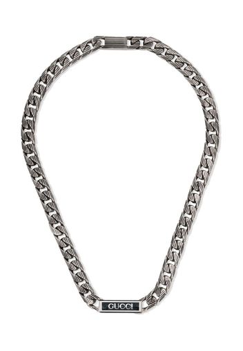 Gucci logo enamel necklace - Silber