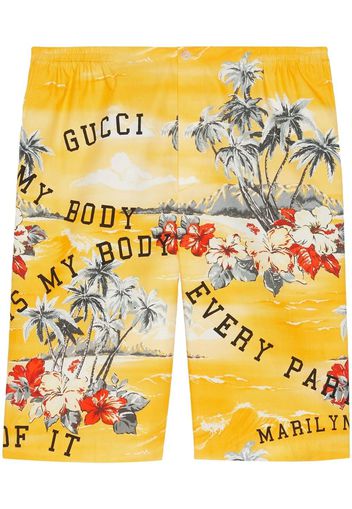 Gucci palm-print Bermuda shorts - Gelb