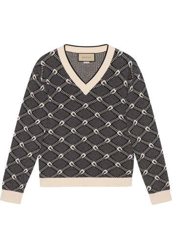 Gucci V-neck jacquard jumper - Grau