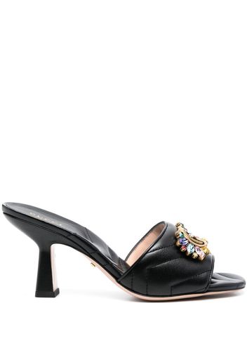 Gucci 85mm crystal-embellished quilted mules - Schwarz