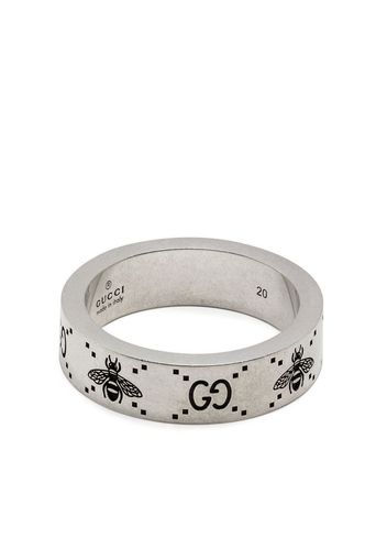 Gucci Breiter Ring mit GG-Gravur - Silber