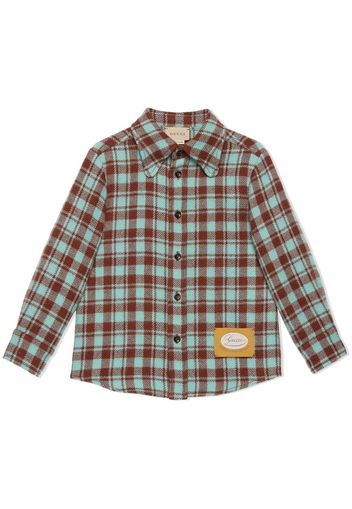 Gucci Kids plaid wool shirt - Braun