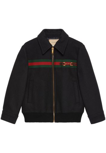 GUCCI KIDS Horsebit Web detail bomber jacket - Blau