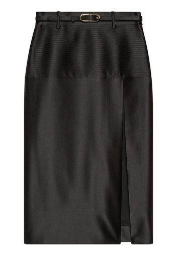 GUCCI duchess-satin side-slit skirt - Schwarz