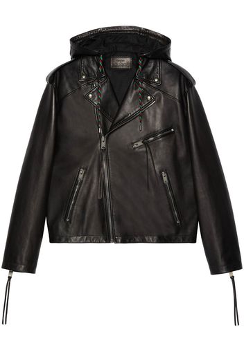 Gucci Asymmetrical zip leather jacket - Schwarz