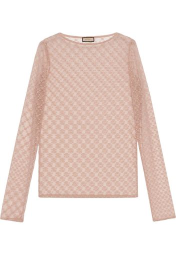 Gucci Tüllbluse mit GG-Stickerei - Nude