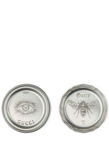 Gucci Sottobicchiere in metallo color argento, set da 2 - Silber