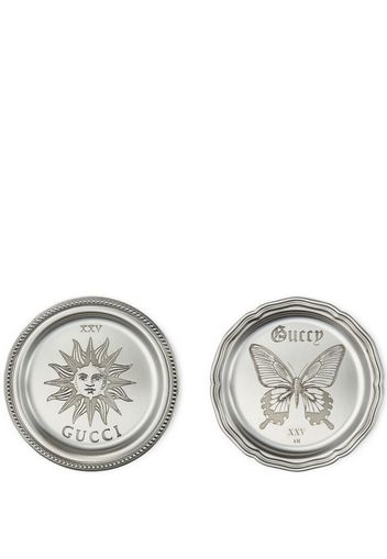 Gucci logo-engraved coasters (set of two) - Silber