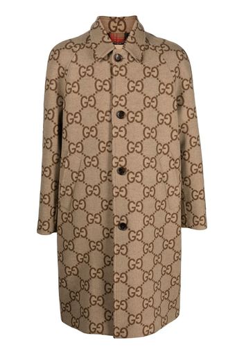 Gucci GG-pattern single-breasted coat - Nude