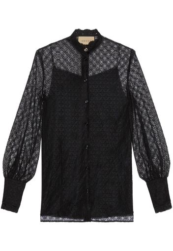 Gucci GG geometric lace puff-sleeve shirt - Schwarz