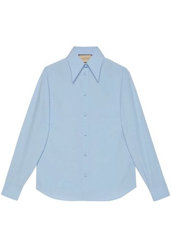 Gucci Langarmshirt mit spitzem Kragen - Blau