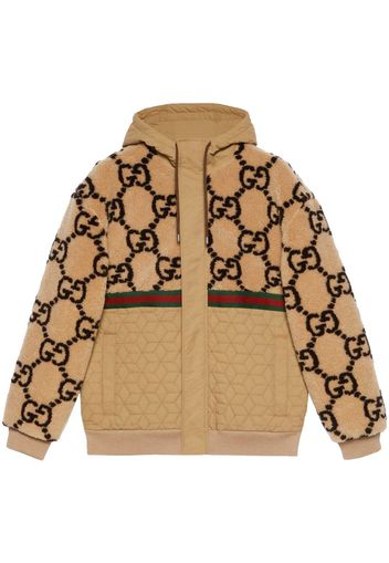 Gucci GG pattern-jacquard faux-fur hoodie - Nude