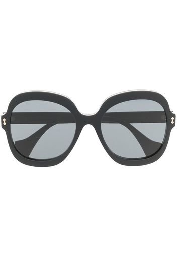 Gucci Eyewear Eckige Sonnenbrille mit Logo-Schild - Schwarz