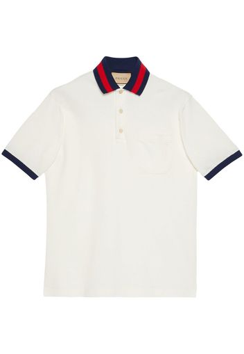 Gucci Web stripe-collar piqué polo shirt - Weiß