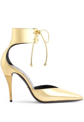 Gucci ankle-cuff metallic leather pumps - Gold