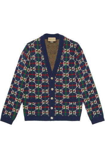 Gucci GG Supreme check wool cardigan - Blau