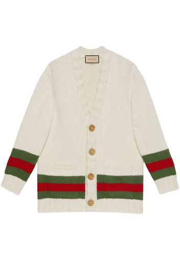 Gucci Web-detail V-neck cardigan - Weiß