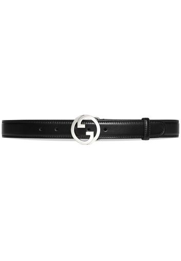 Gucci monogram plaque leather belt - Schwarz